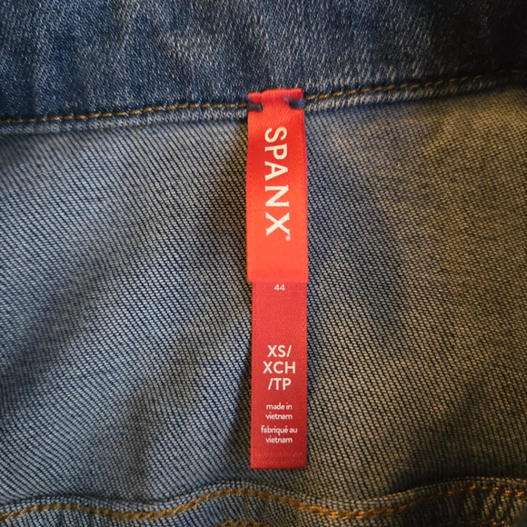 Spanx Tie-Front Summer Denim Jean Shirt Jacket Twilight Indigo Shacket - Picture 2 of 15
